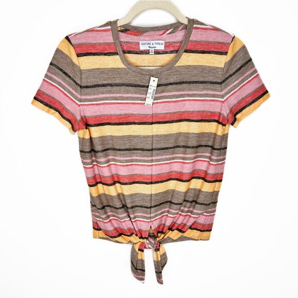 NWT Madewell Texture & Thread Modern Tie Front Kieran Stripe British Surplus Top - Picture 4 of 13